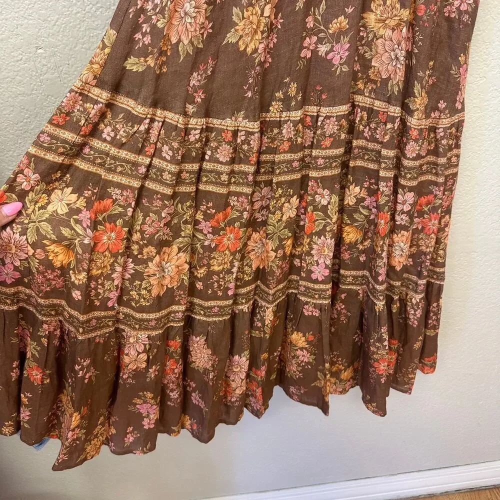 Spell meadowland linen brown midi sundress xxs - Picture 9 of 9